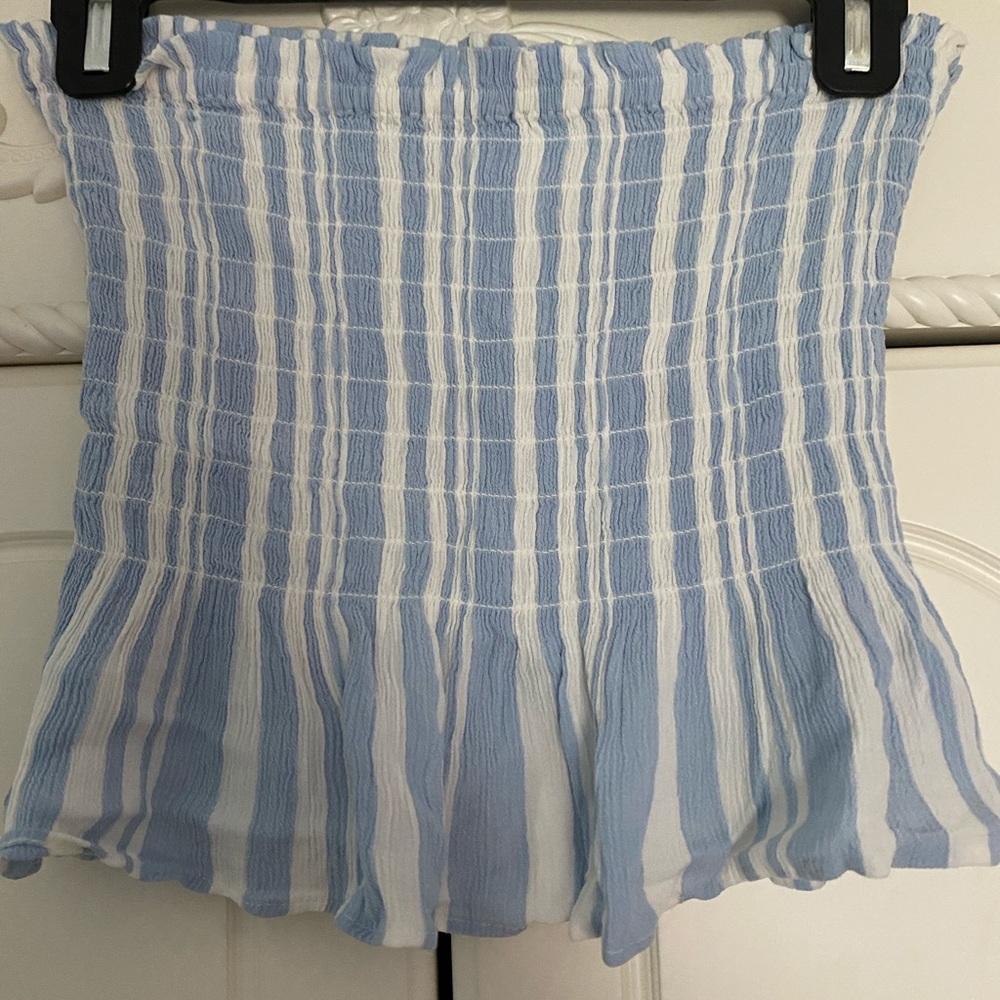 american eagle blue and white stripped tube top